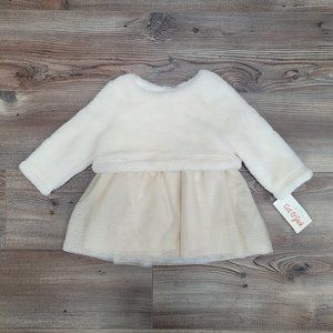Cream Faux Fur Gold Tulle Baby Dress